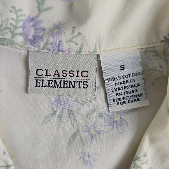 Classic Elements Floral Button Front Short Sleeve Shirt Small Retro 60s Cottage - Picture 5 of 7